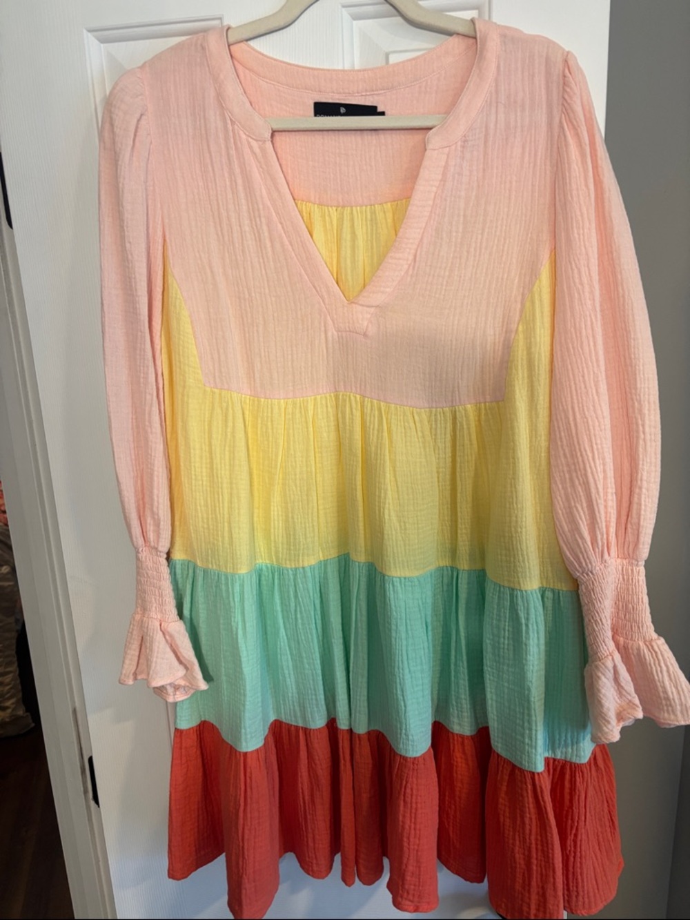 Tuckernuck Pastel Pink Yellow Mint Green Red Tiered Dress